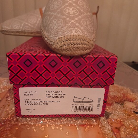 Tory Burch T Monogram Espadrille Logo Jacquard size 12 - Picture 1 of 5
